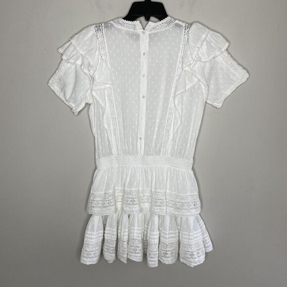 MAIA BERGMAN Mery Dress Women M White Cotton Eyelet Mini Button-Back *Runs Small - Picture 7 of 14